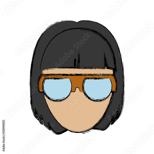 hipster woman wearing glasses icon over white background colorful design  vector illustration