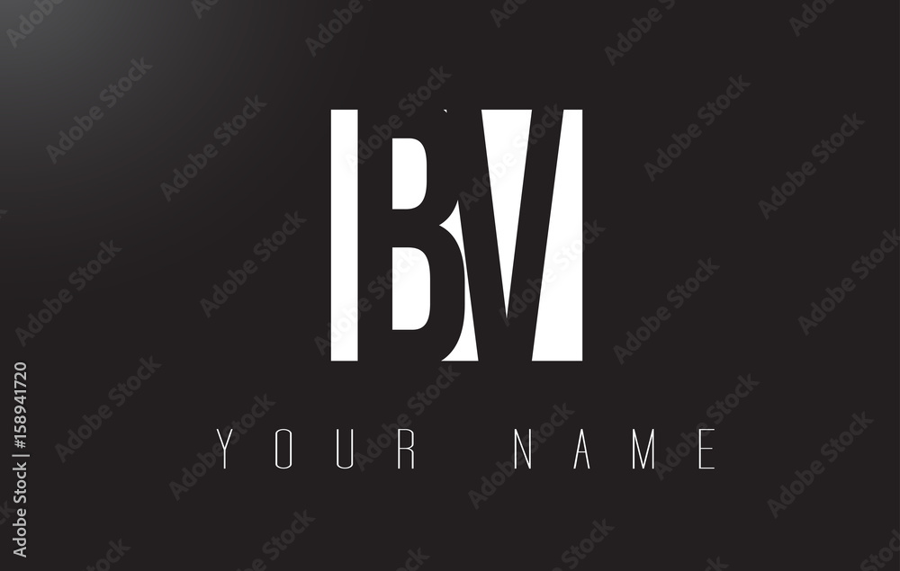 BV Letter Logo With Black and White Negative Space Design.