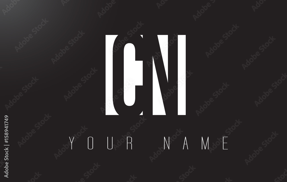 Fototapeta premium CN Letter Logo With Black and White Negative Space Design.