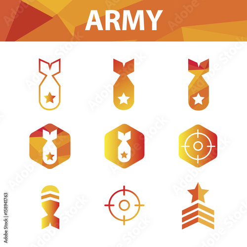 Military army misil bombs icons logo vector