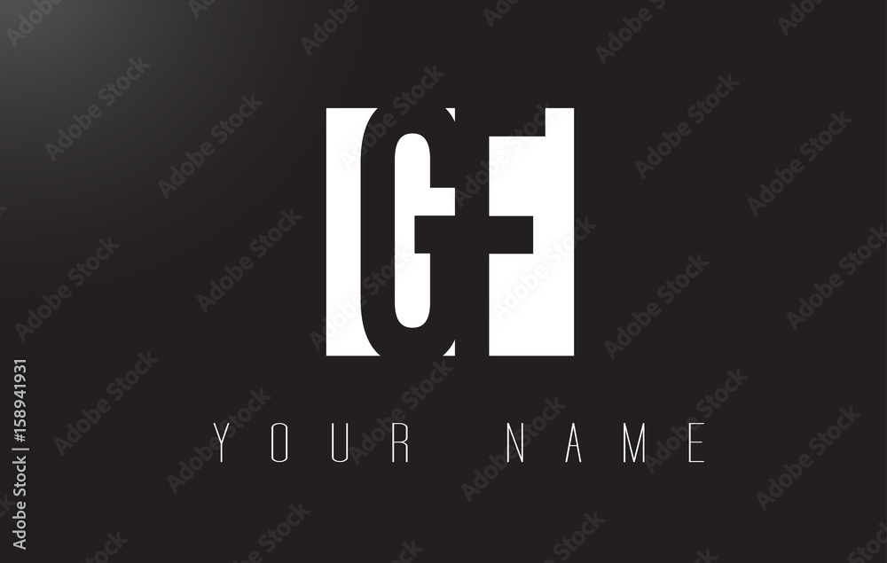 Obraz premium GF Letter Logo With Black and White Negative Space Design.