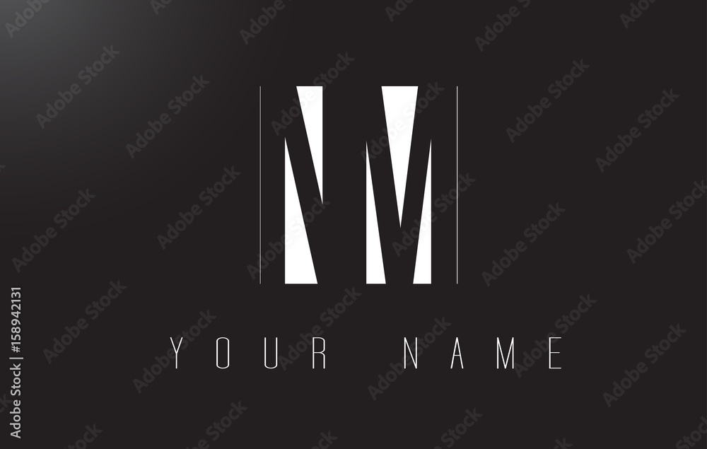 NM Letter Logo With Black and White Negative Space Design.