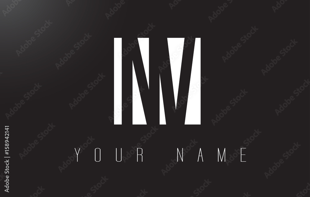 NV Letter Logo With Black and White Negative Space Design.