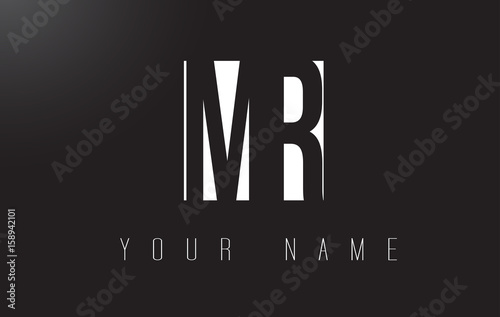 MR Letter Logo With Black and White Negative Space Design.