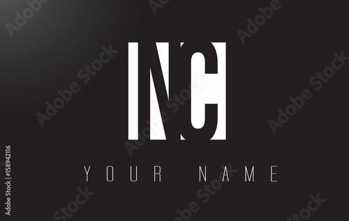 NC Letter Logo With Black and White Negative Space Design.