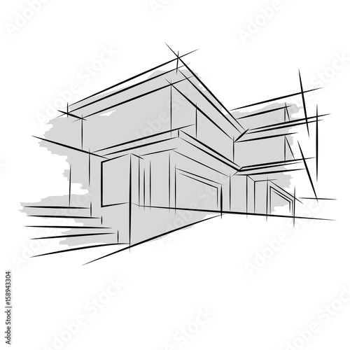 Architecture. Sketch. Drawing of building.City