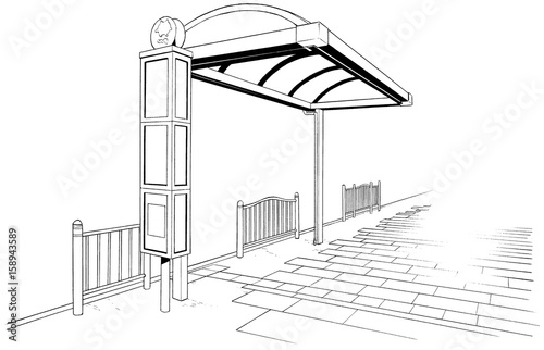 漫画風ペン画イラスト バス停 Stock Illustration Adobe Stock 漫画風ペン画イラスト バス停 Stock Illustration Adobe Stock