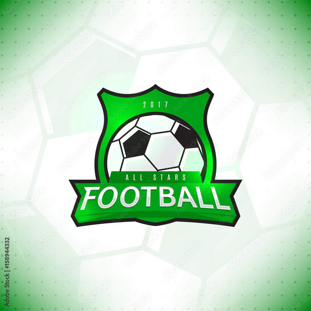 Obraz premium Vector label for football tournament. Logo of football competition isolated on white background.