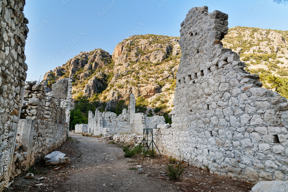 Avenue of North Necropolis. Ruins of ancient city Olympos in Lycia. Turkey