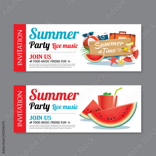 summer pool party invitation ticket template background