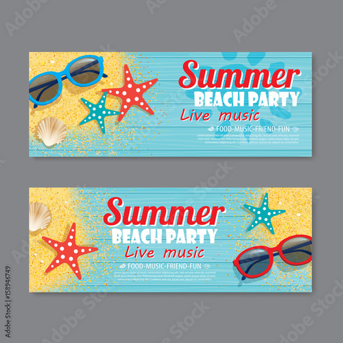 summer beach party invitation ticket template background