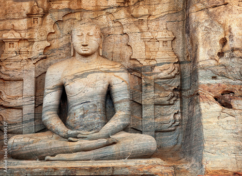 Sri Lanka, Polonnaruwa - Gal Vihara Buddhist statue carved fron natural rock