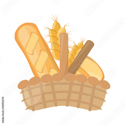 wicker basket loaf vector illustrion graphic design icon
