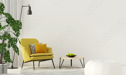 Fotografie, Obraz Colorful interior with a yellow armchair