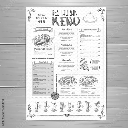 Hand drawing restaurant menu design