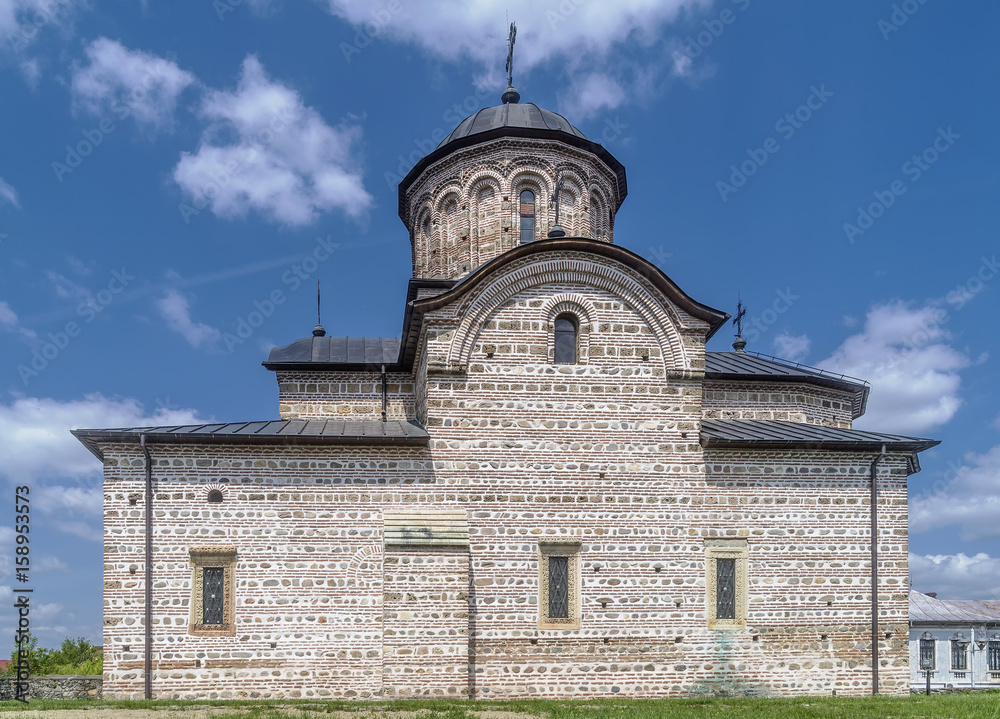 The Princely Church of Saint Nicholas, Curtea de Arges, Romania, on a sunny day