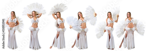 Fotografie Woman in white belly dancer costume .