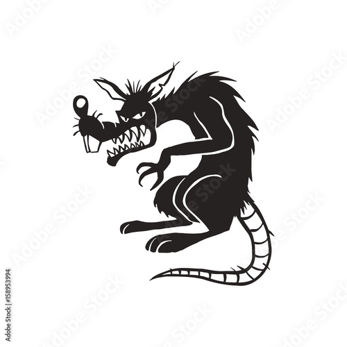 evil black rat cartoon illustration vector