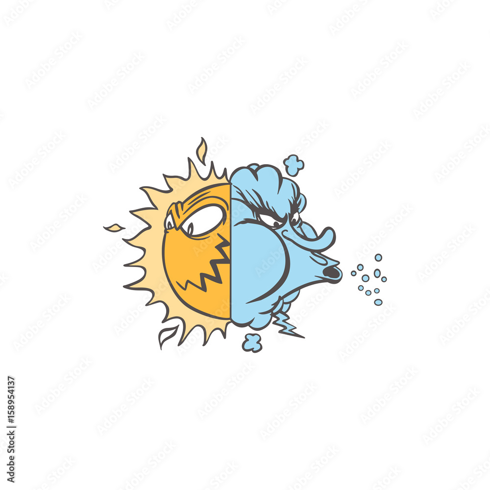 Fototapeta premium weather sun and wind face illustration.