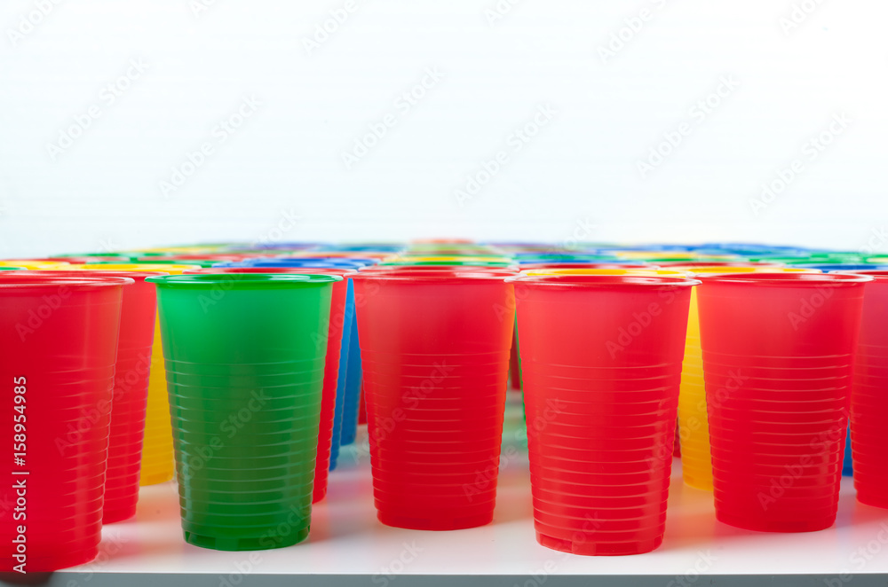 Multicolor plastic glasses isolated on white background Multicolor plastic glasses isolated on white background