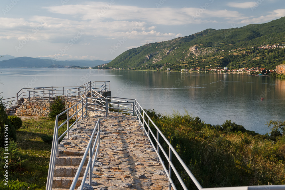 Obraz premium Reconstructed Roman camp near Bay of bones on Ohrid lake, Macedonia (FYROM)
