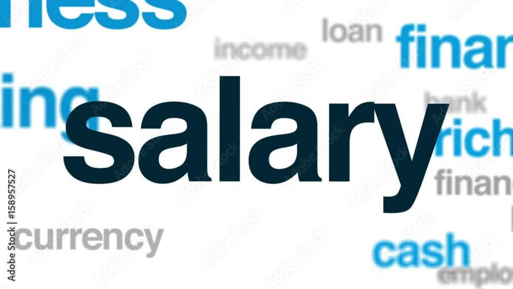 Salary animated word cloud, text design animation. Salary animated word cloud, text design animation.