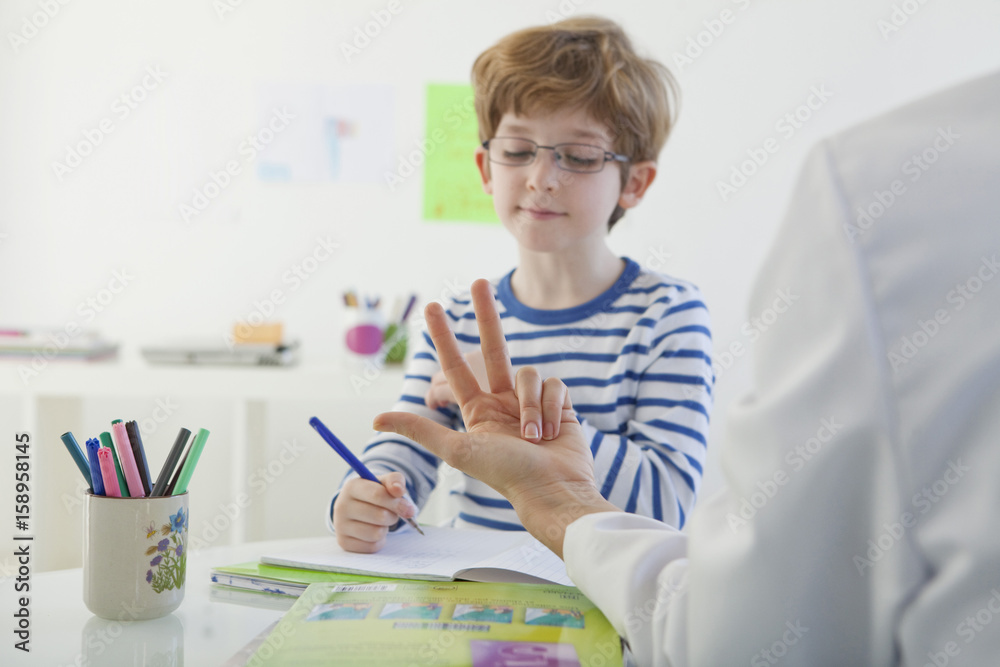 Child in speech therapy