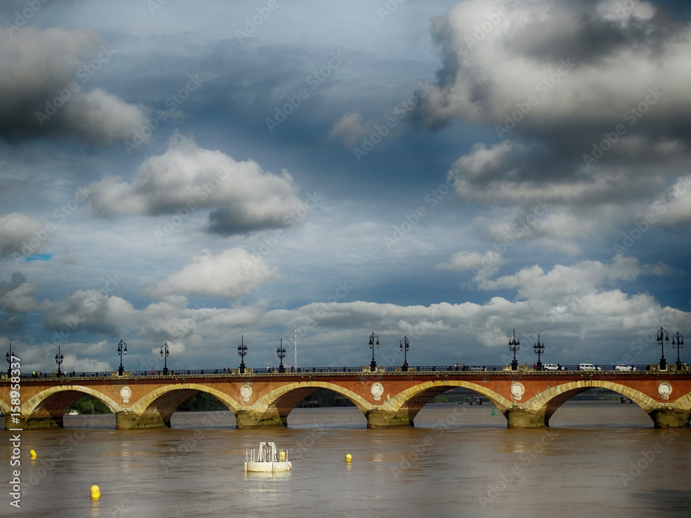 Old Stone Bridge In Bordeaux France