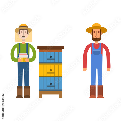Farmer character man agriculture person profession rural gardener worker people vector illustration.