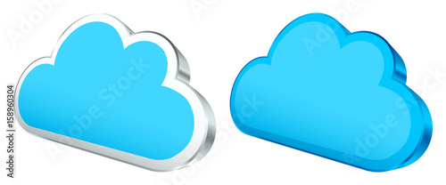 3D Clouds Silver & Blue