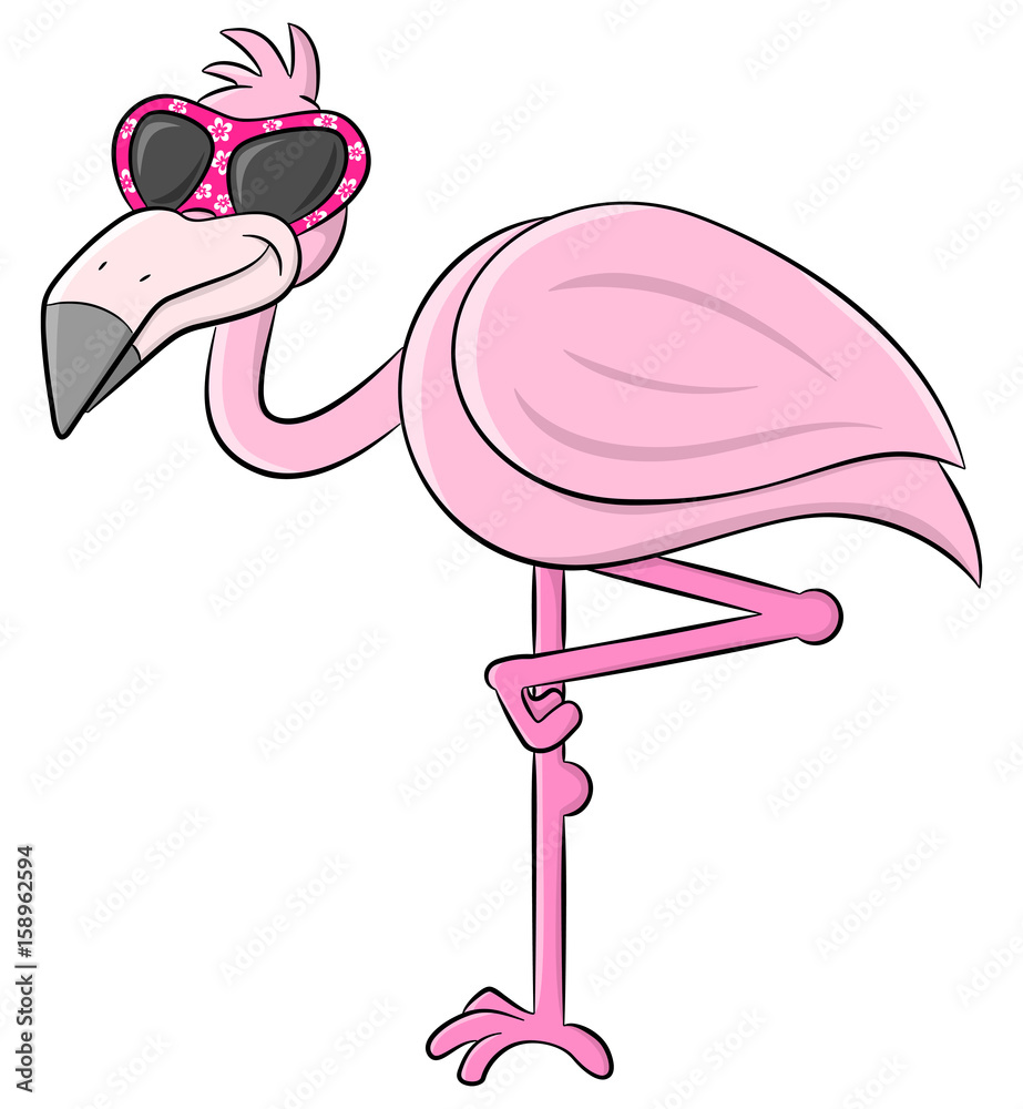 Obraz premium Cartoon Flamingo mit Sonnenbrille 