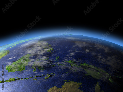 Fototapeta Naklejka Na Ścianę i Meble -  Papua from space on early morning