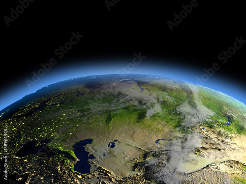 Western and central Asia from space on early morning
