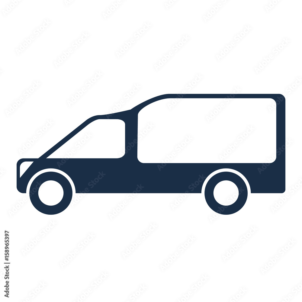 Delivery service car, logo. Abstract concept. Flat design. Vector illustration on white background.