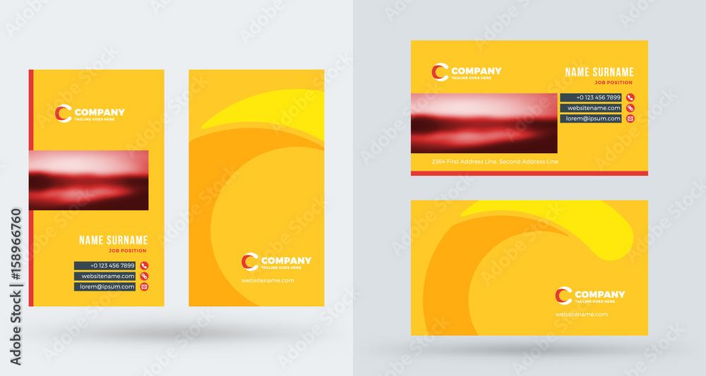 Double-sided creative business card template. Portrait and landscape ...