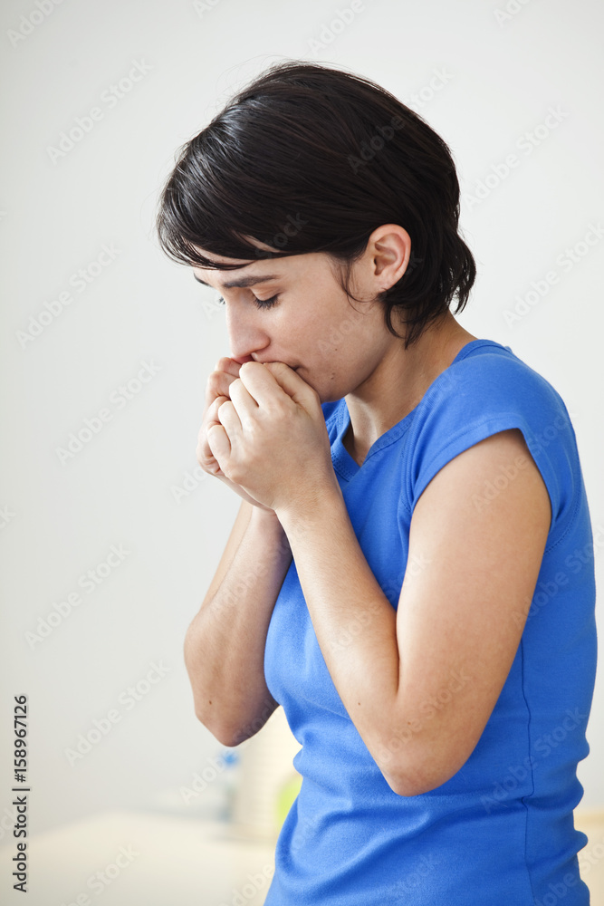 Woman feeling nauseous