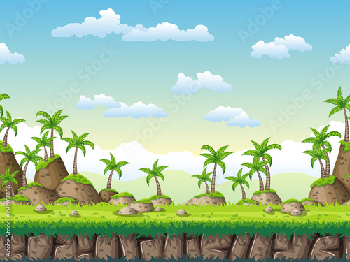 Seamless cartoon background. Vector illustration with separate layers.