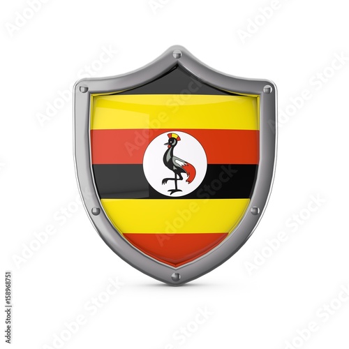 Uganda security concept. Metal shield shape with national flag Free Download Uganda security concept. Metal shield shape with national flag - GFXLoad