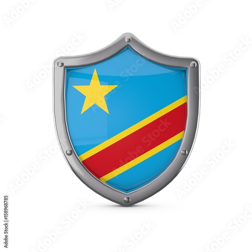 Democratic Republic of Congo security concept. Metal shield shape with national flag Free Download Democratic Republic of Congo security concept. Metal shield shape with national flag - GFXLoad