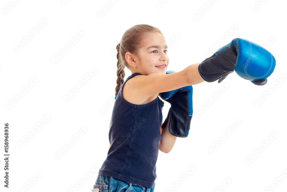 little girl in boxing gloves practicing little girl in boxing gloves practicing