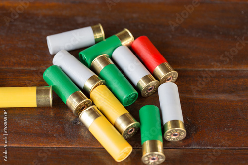 Multi color of 12 gauge shotgun shells 