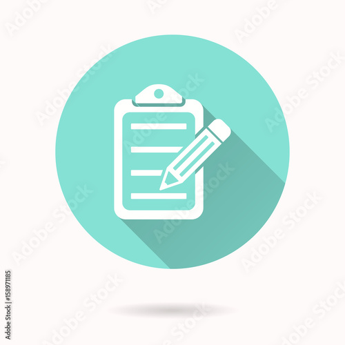 Clipboard pencil vector icon.