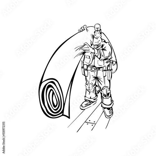 Hand-drawn Vector illustration of a Floor and Carpet Man