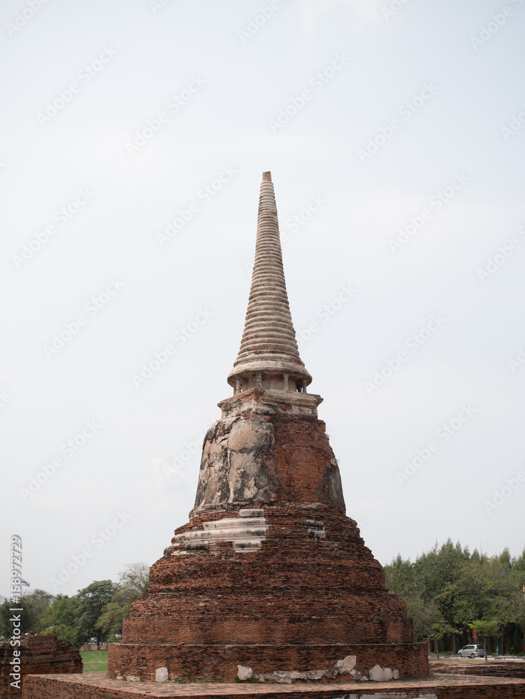 Ayutthaya temple ruins, Wat Maha That Ayutthaya as a world heritage site, Thailand.