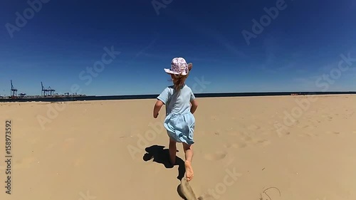 Wallpaper Mural Little Girl Running Towards Sea Slow Motion Torontodigital.ca