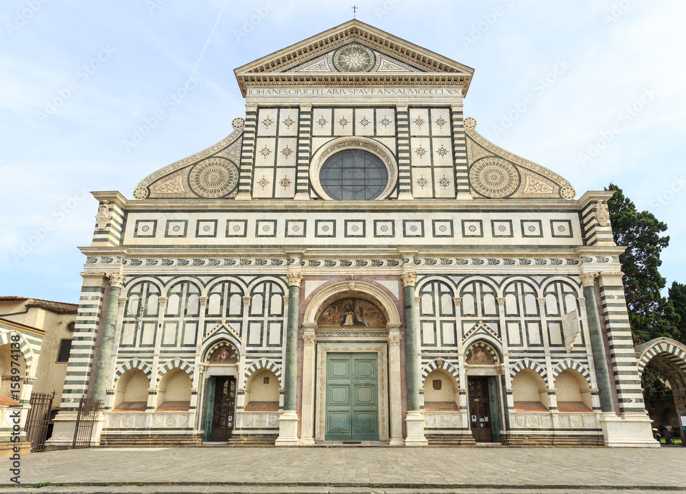 Facade of Santa Maria Novella dominican Basilica in Florence.