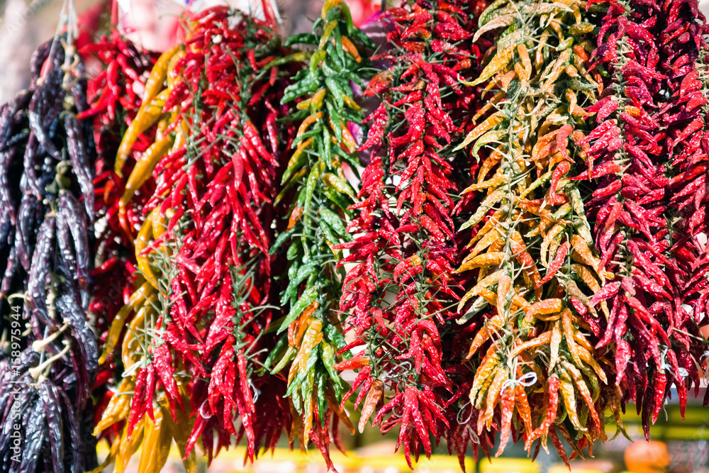 Chili peppers in market