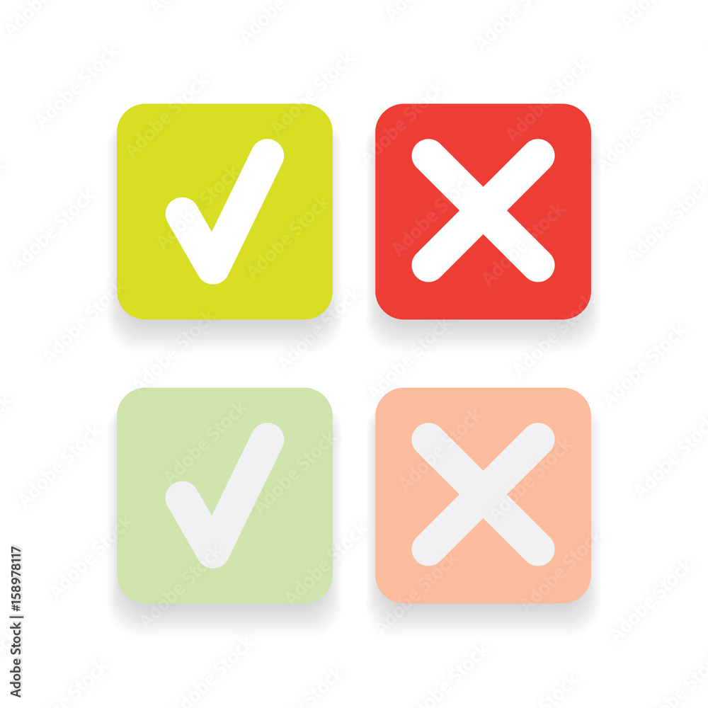 line green check mark or check box icons set line green check mark or check box icons set