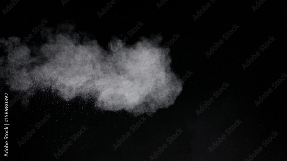 Jet of coarse particles from side filling frame and slowly dissipating