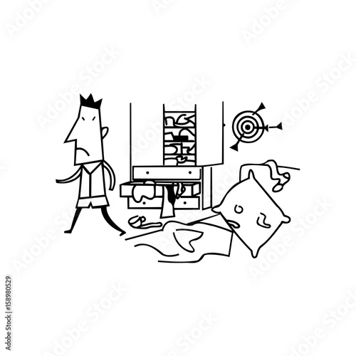 messy room boys illustration cartoon